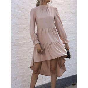 High-Low Flounce Sleeve Dress